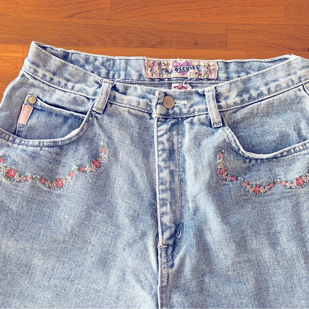 Vintage No Excuses Jeans with Embroidered Detail